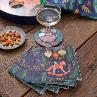 Holiday Horse Paper Cocktail Napkins (Pack of 20) Paper Cocktail Napkin - rockflowerpaper