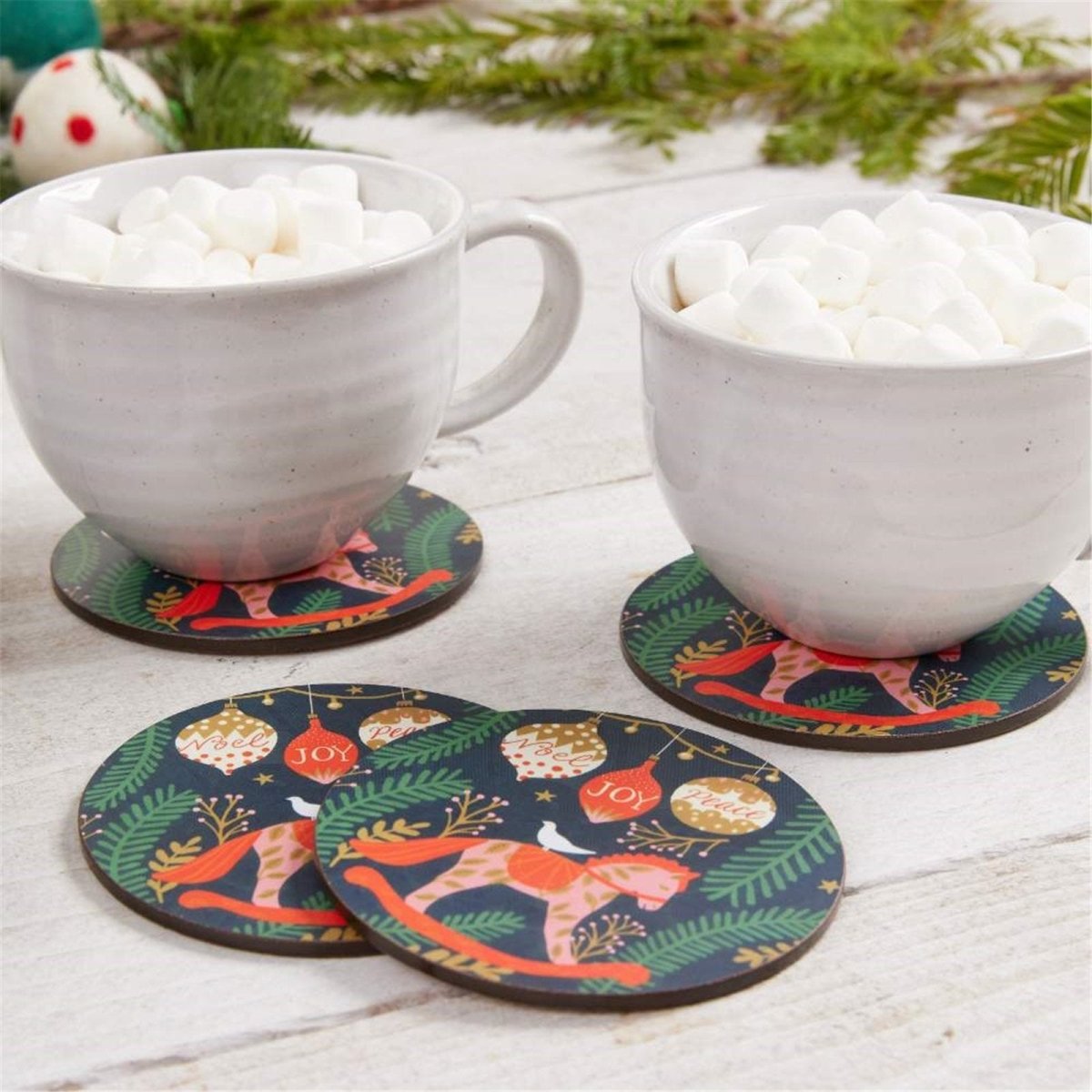 Holiday Horse Round Coaster - Set of 4 Coaster - rockflowerpaper