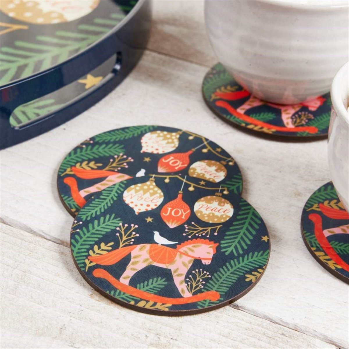 Holiday Horse Round Coaster - Set of 4 Coaster - rockflowerpaper