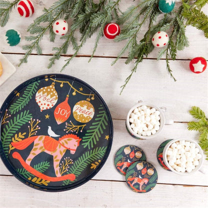 Holiday Horse Round Coaster - Set of 4 Coaster - rockflowerpaper