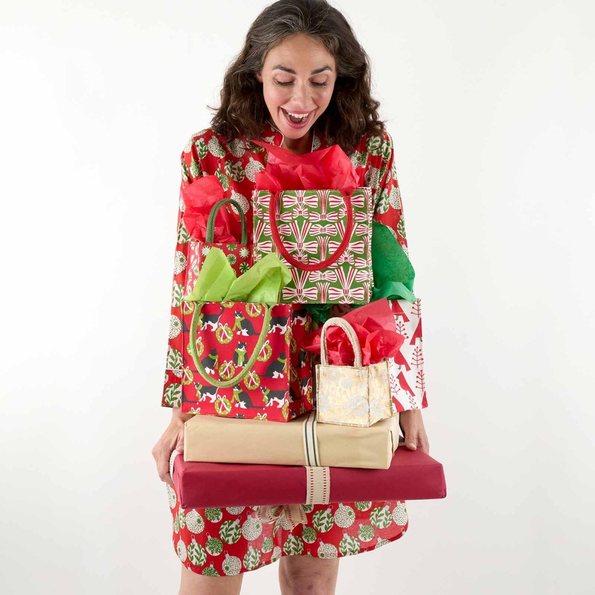 Holiday Kitties Reusable Itsy Bitsy Gift Bag Gift Bag - Rockflowerpaper