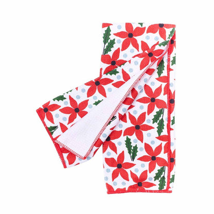 Holiday Poinsettia blu Kitchen Tea Towel Kitchen Towel - rockflowerpaper