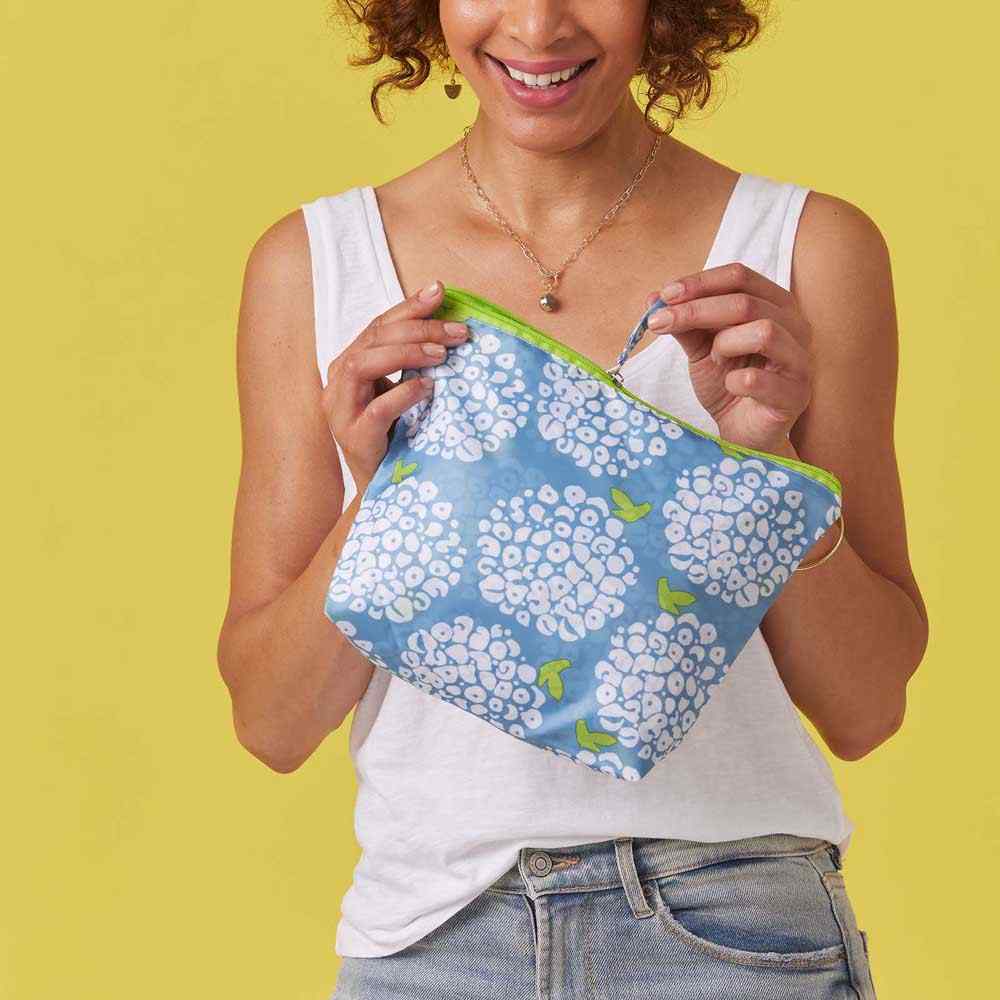 Hydrangea Blossoms Splash Proof Pouch Travel Pouch - rockflowerpaper