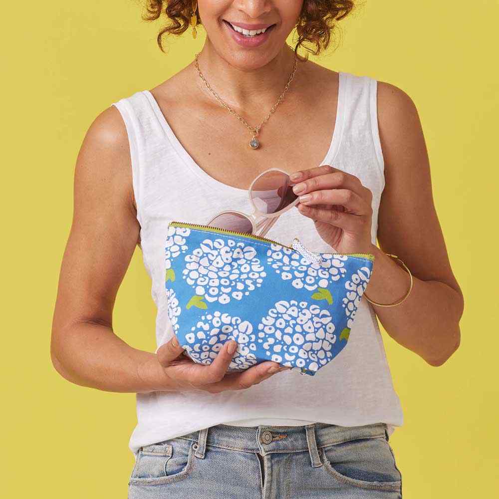 Hydrangea Blue Pouch Medium Pouch - rockflowerpaper