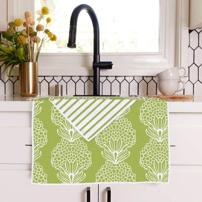 Hydrangea Green Eco Kitchen Tea Towel Tea Towel - rockflowerpaper