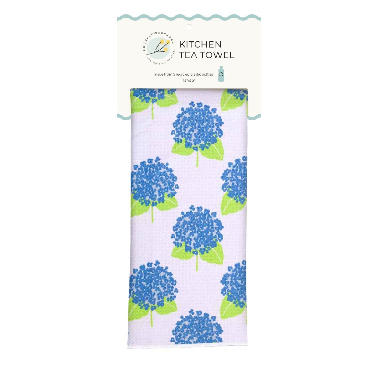 Hydrangea White Eco Kitchen Tea Towel Tea Towel - Rockflowerpaper