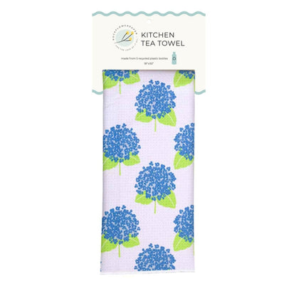 Hydrangea White Eco Kitchen Tea Towel Tea Towel - Rockflowerpaper