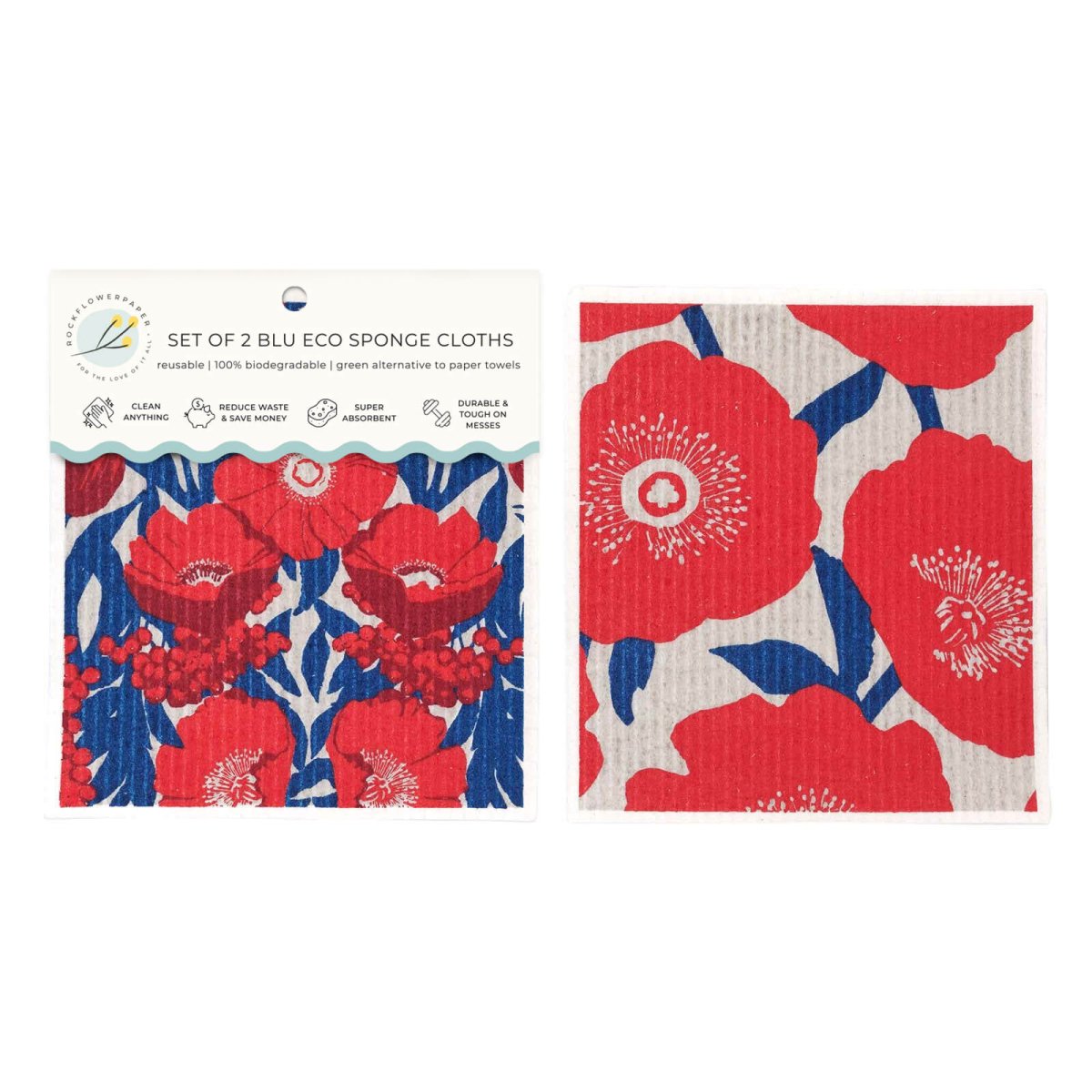Icelandic Poppies blu Eco Sponge Cloths (Set of 2) Eco Cloth - rockflowerpaper