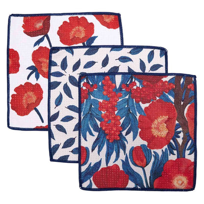 Icelandic Poppies blu Kitchen Dish Cloths (Set of 3) Reusable Dish Cloth - rockflowerpaper