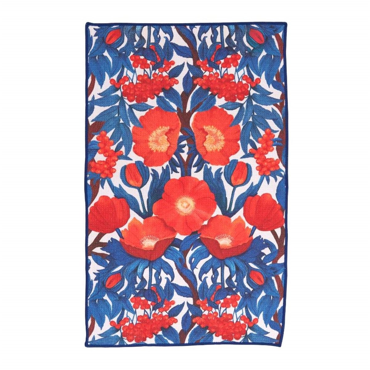 Icelandic Poppies blu Kitchen Tea Towel - Double - Sided Print Kitchen Towel - rockflowerpaper