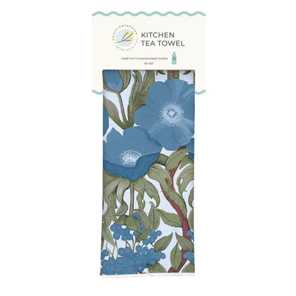 Icelandic Poppies Blue Eco Kitchen Tea Towel Tea Towel - rockflowerpaper