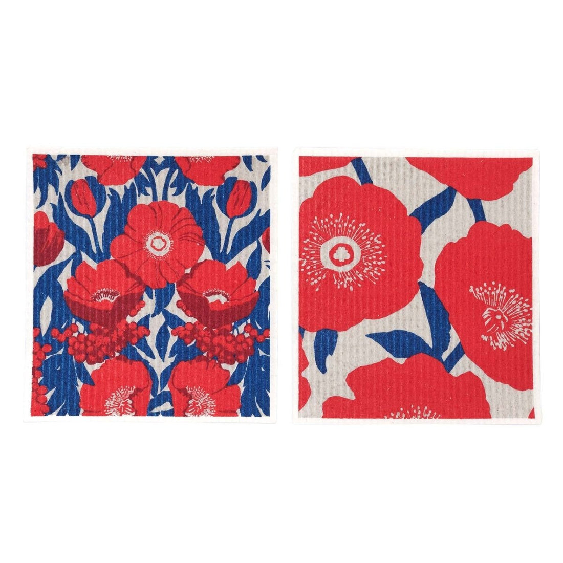 Icelandic Poppies Eco - Friendly blu Sponge Cloth - Set of 2 Eco Cloth - rockflowerpaper