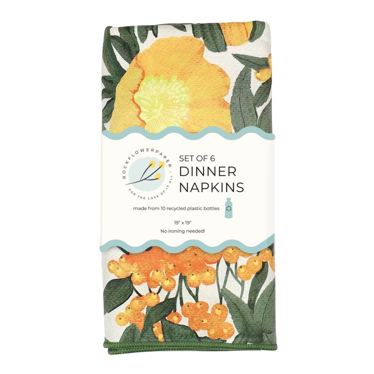 Icelandic Poppies Gold Eco Dinner Napkins (Set of 6) Dinner Napkin - rockflowerpaper