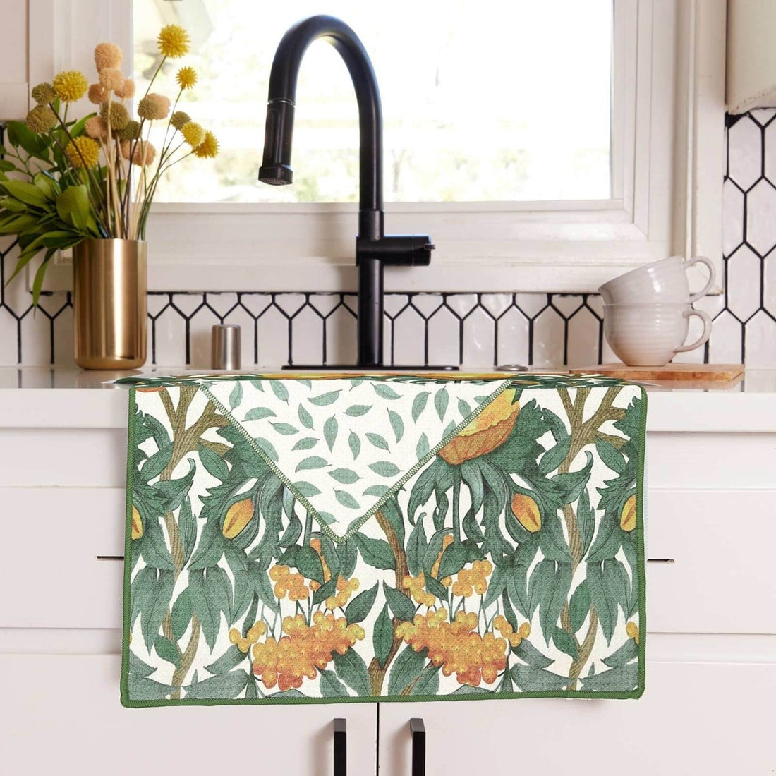 Icelandic Poppies Gold Eco Kitchen Tea Towel Tea Towel - rockflowerpaper