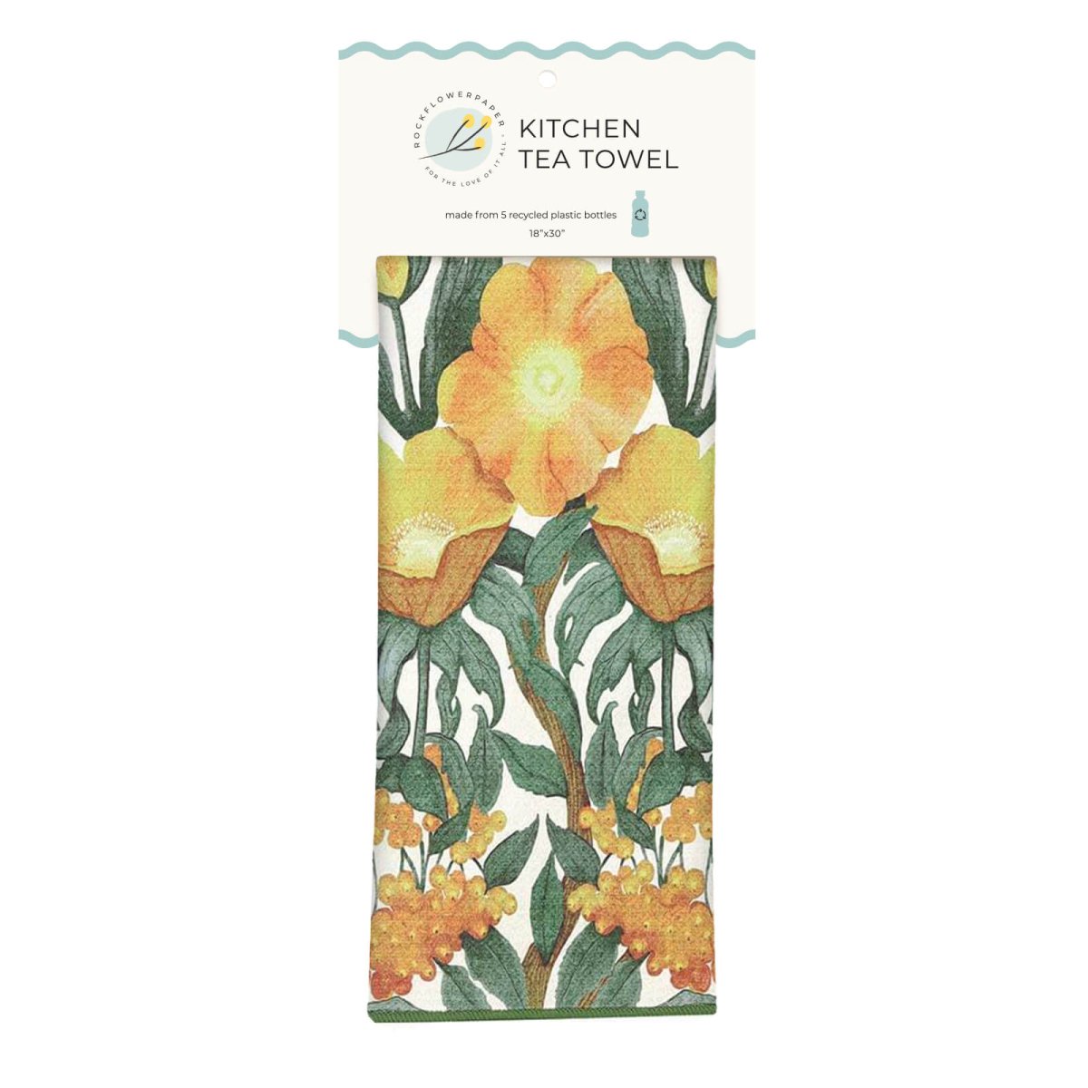 Icelandic Poppies Gold Eco Kitchen Tea Towel Tea Towel - rockflowerpaper
