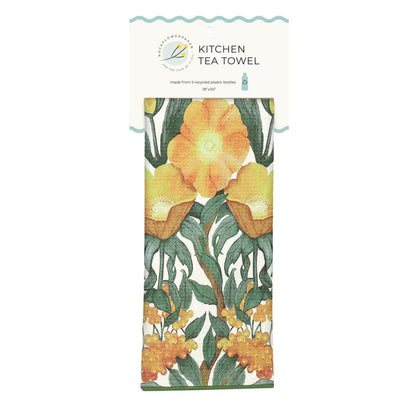 Icelandic Poppies Gold Eco Kitchen Tea Towel Tea Towel - rockflowerpaper