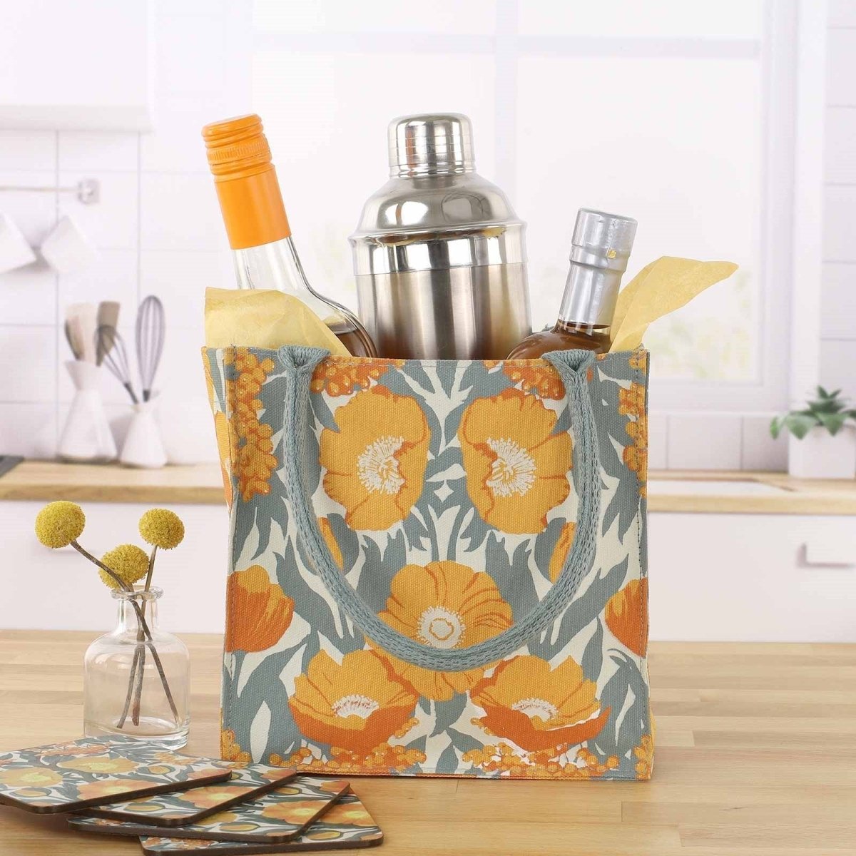 Icelandic Poppies Gold Itsy Bitsy Gift Bag - rockflowerpaper