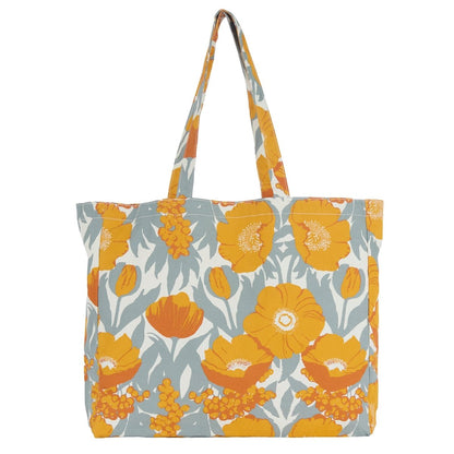 Icelandic Poppies Gold Little Shopper Canvas Tote Bag Tote - Rockflowerpaper
