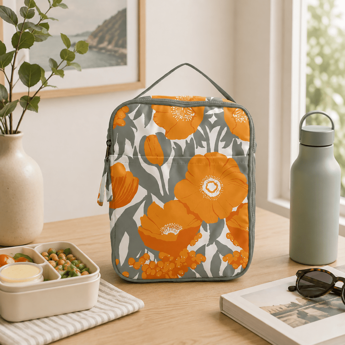 Icelandic Poppies Gold Lunch Tote Lunch Tote - Rockflowerpaper