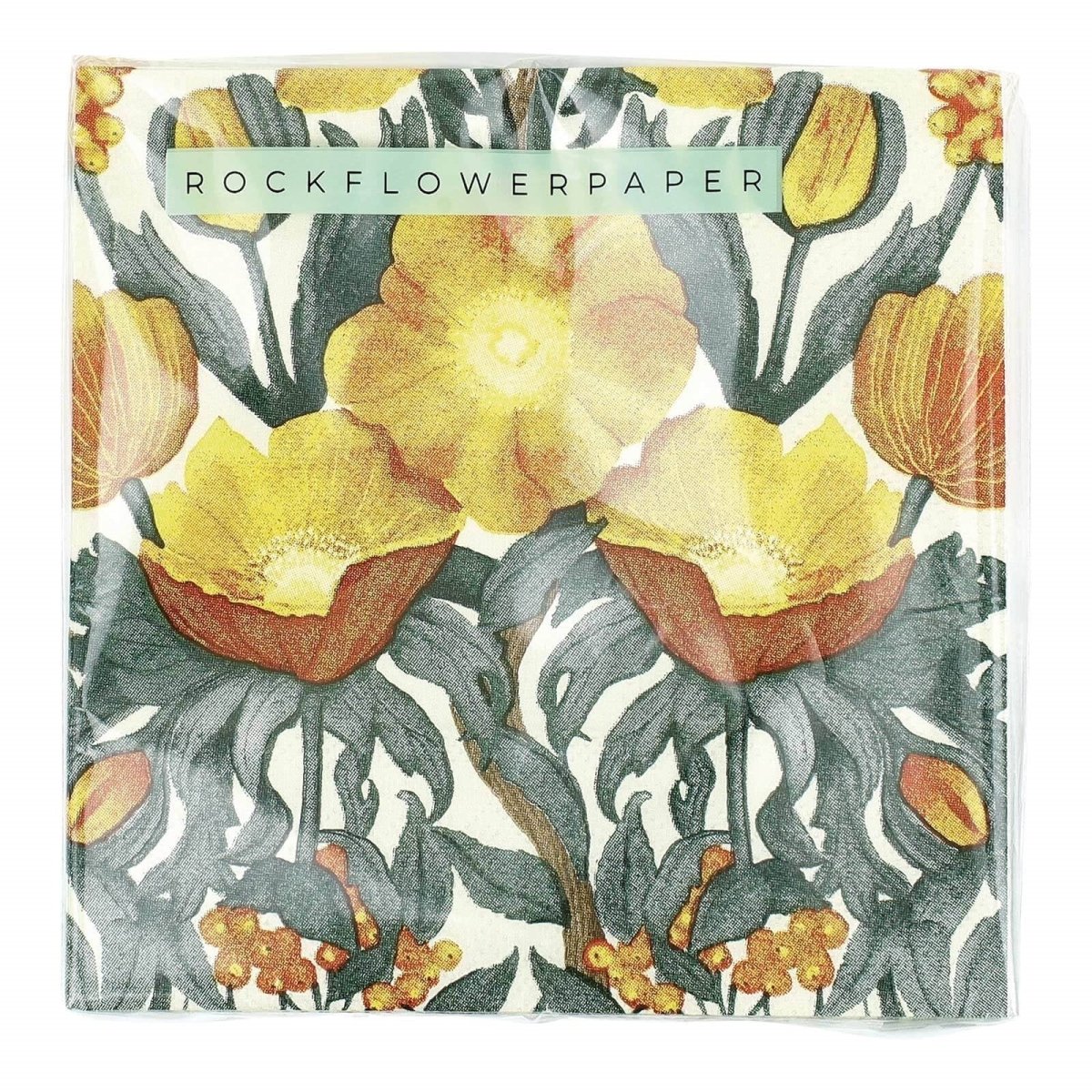 Icelandic Poppies Gold Paper Cocktail Napkins (Pack of 25) Paper Cocktail Napkin - rockflowerpaper