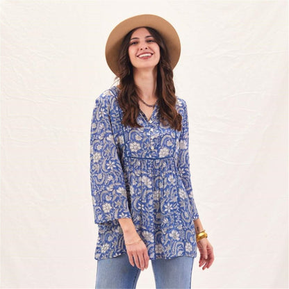 Jasmine Blue Bohemian Tunic Tunic - Rockflowerpaper