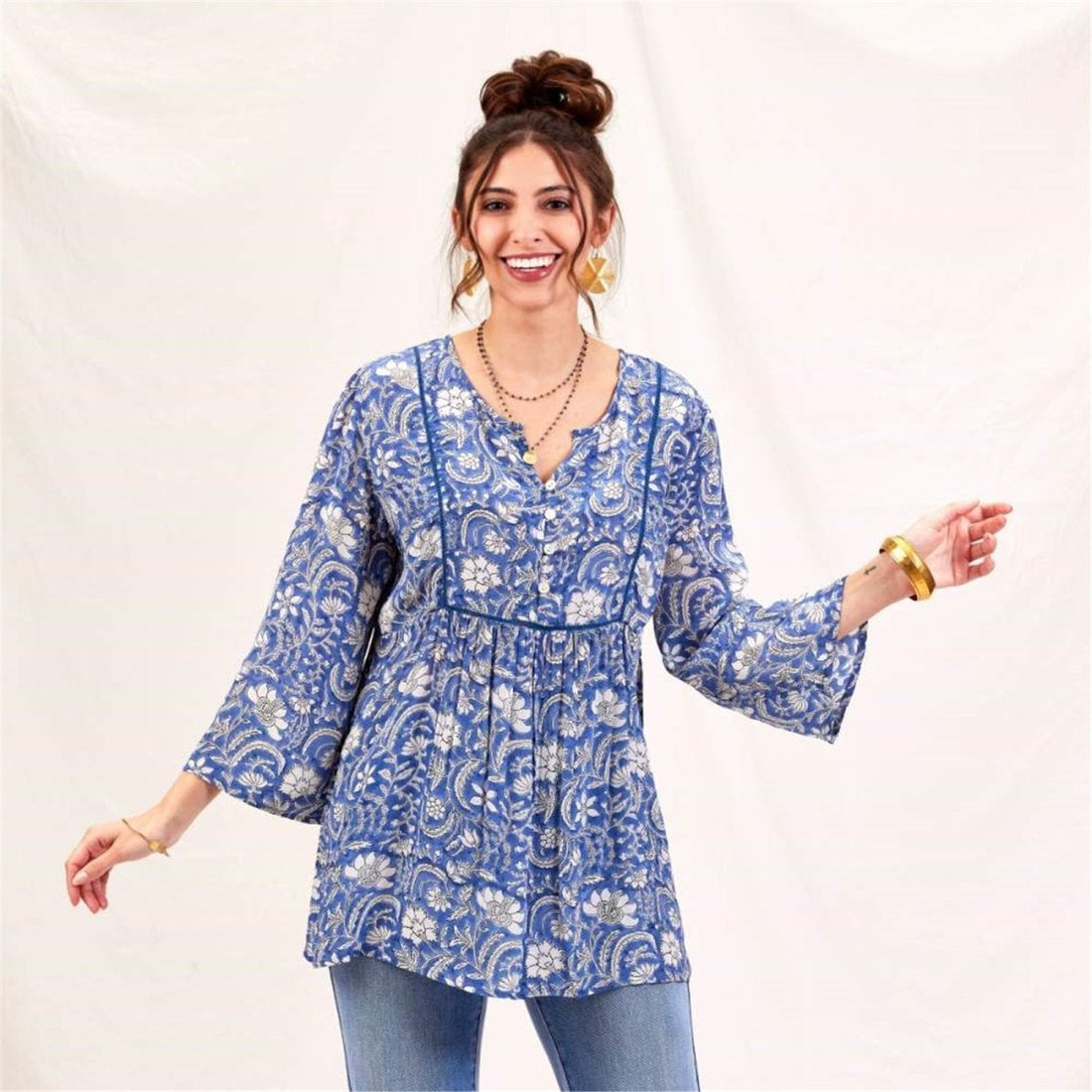 Jasmine Blue Bohemian Tunic Tunic - rockflowerpaper