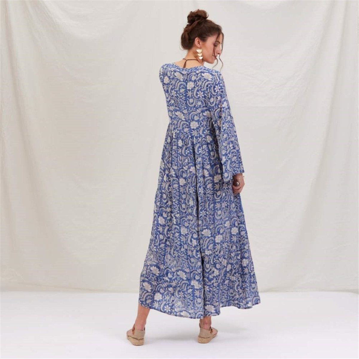 Jasmine Blue Floral Tiered Dress Dress - rockflowerpaper