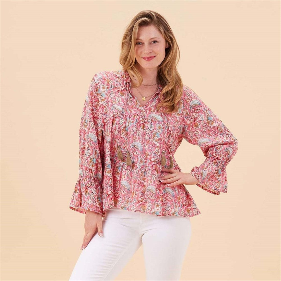 Kiara Pink Blouse Tunic - rockflowerpaper