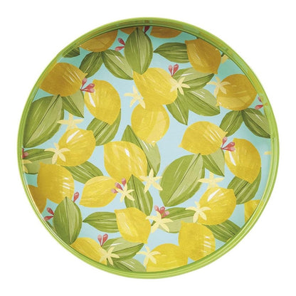 Lemon Blossoms 15 Inch Round Tray Tray - rockflowerpaper