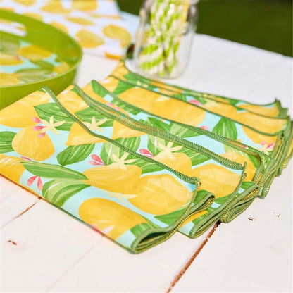 Lemon Blossoms blu Dinner Napkin Set of 6 Dinner Napkin - rockflowerpaper