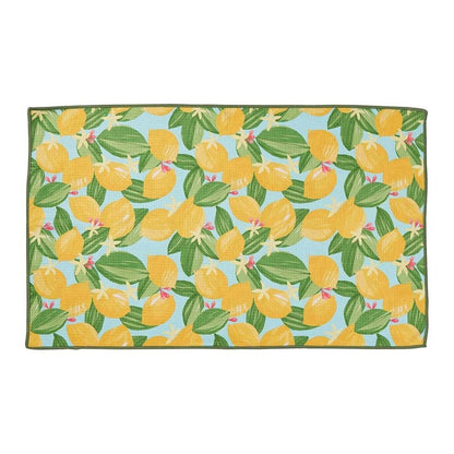 Lemon Blossoms blu Kitchen Tea Towel - Double - Sided Print Kitchen Towel - rockflowerpaper