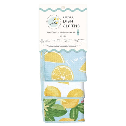Lemon Blossoms Eco Dish Cloth (Set of 3) Reusable Dish Cloth - rockflowerpaper