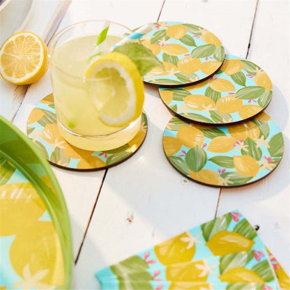 Lemon Blossoms Round Coaster - Set of 4 Coaster - rockflowerpaper