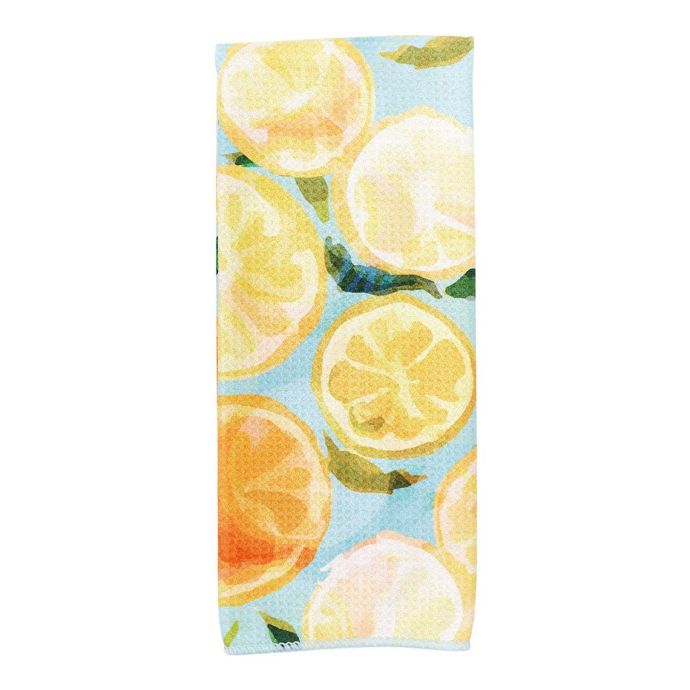 Lemon Slices blu Kitchen Tea Towel - Double - Sided Print Kitchen Towel - rockflowerpaper