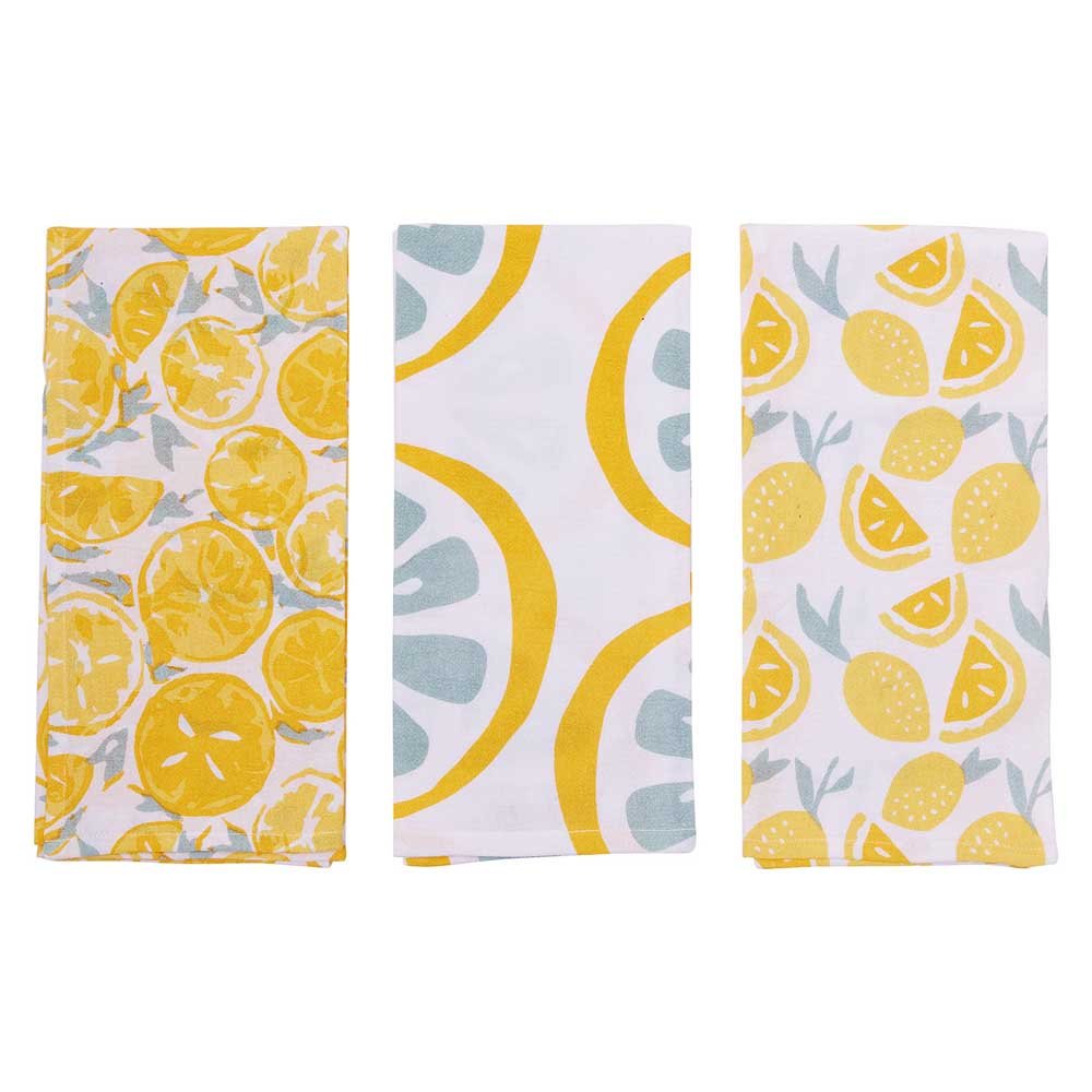 Lemon Slices Cotton Kitchen Towels (Set of 3) Cotton Kitchen Towel - rockflowerpaper