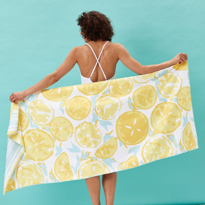 Lemon Slices Reversible Eco Beach Towel Beach Towel - rockflowerpaper