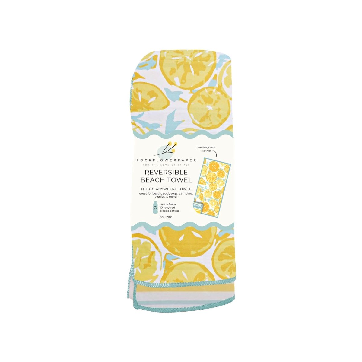 Lemon Slices Reversible Eco Beach Towel Beach Towel - rockflowerpaper