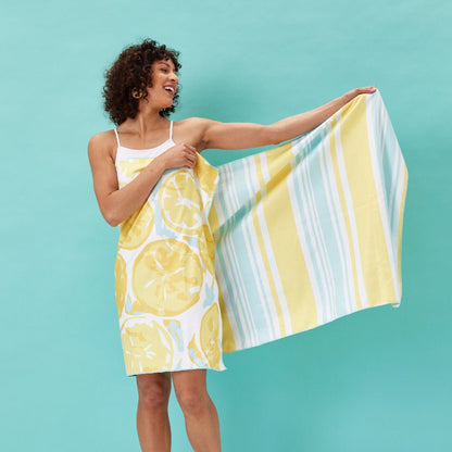 Lemon Slices Reversible Eco Beach Towel Beach Towel - rockflowerpaper