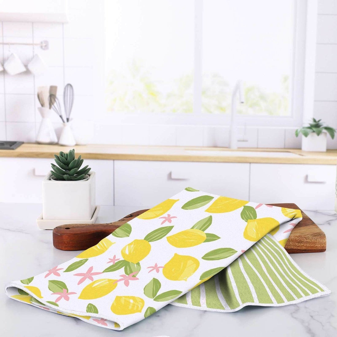 Limone Blossoms Eco Kitchen Tea Towel Tea Towel - rockflowerpaper