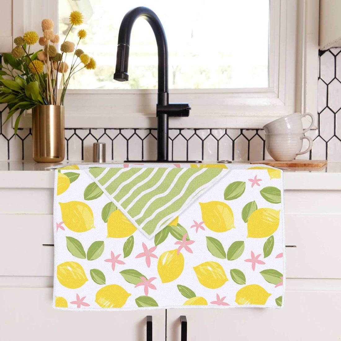 Limone Blossoms Eco Kitchen Tea Towel Tea Towel - rockflowerpaper