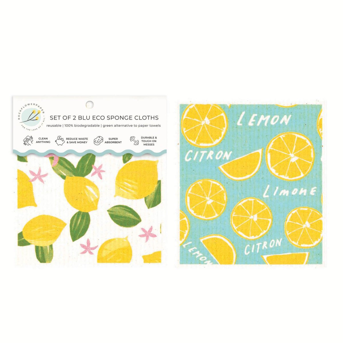 Limone blu Eco Sponge Cloths (Set of 2) Eco Cloth - rockflowerpaper
