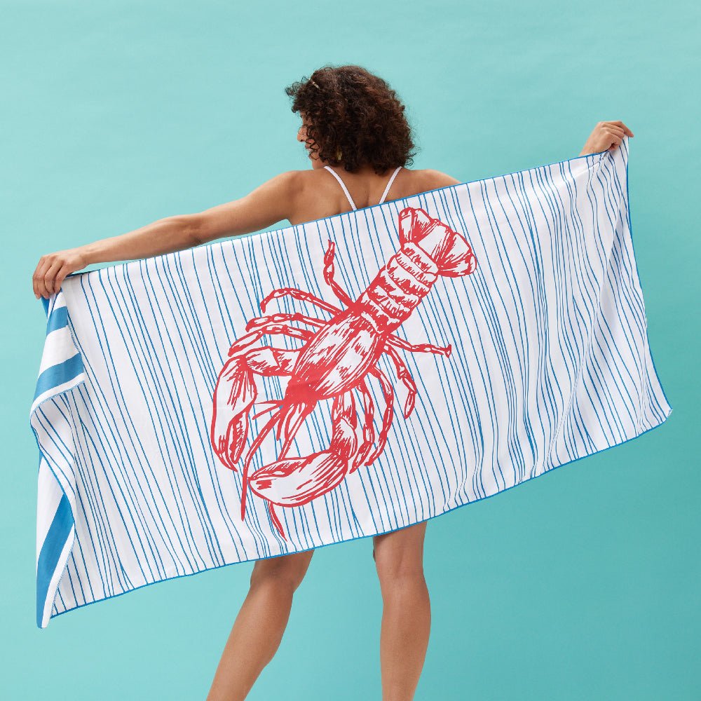 Lobster Reversible Eco Beach Towel Beach Towel - rockflowerpaper