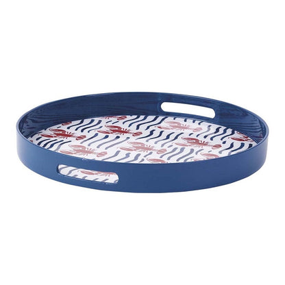 Lobster Waves 15 Inch Round Tray Tray - rockflowerpaper