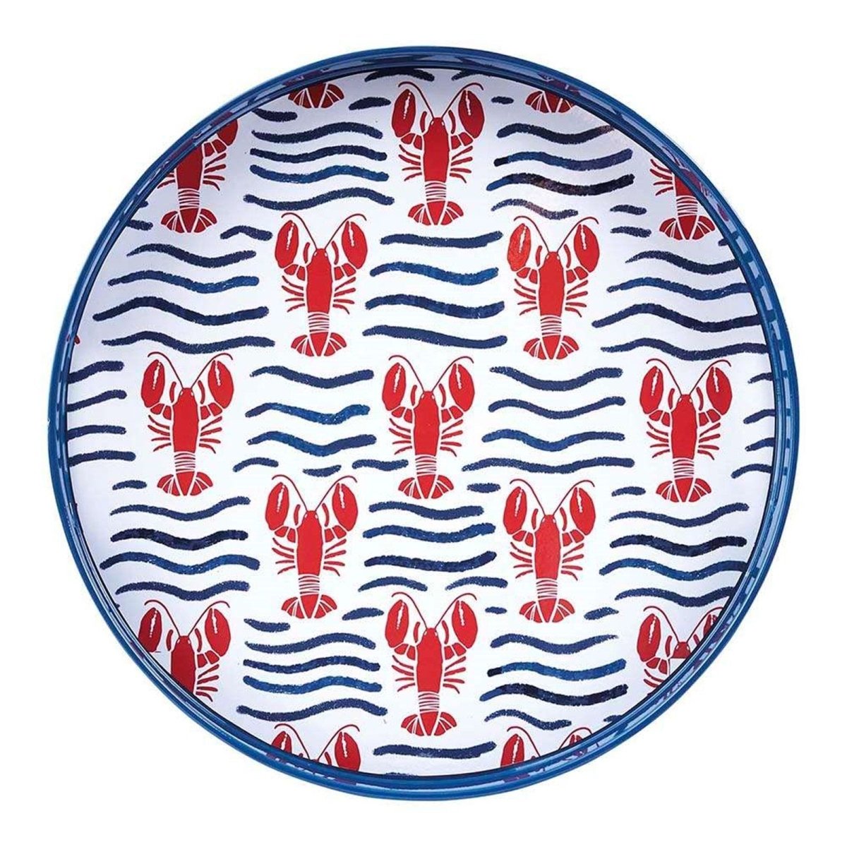 Lobster Waves 15 Inch Round Tray Tray - rockflowerpaper