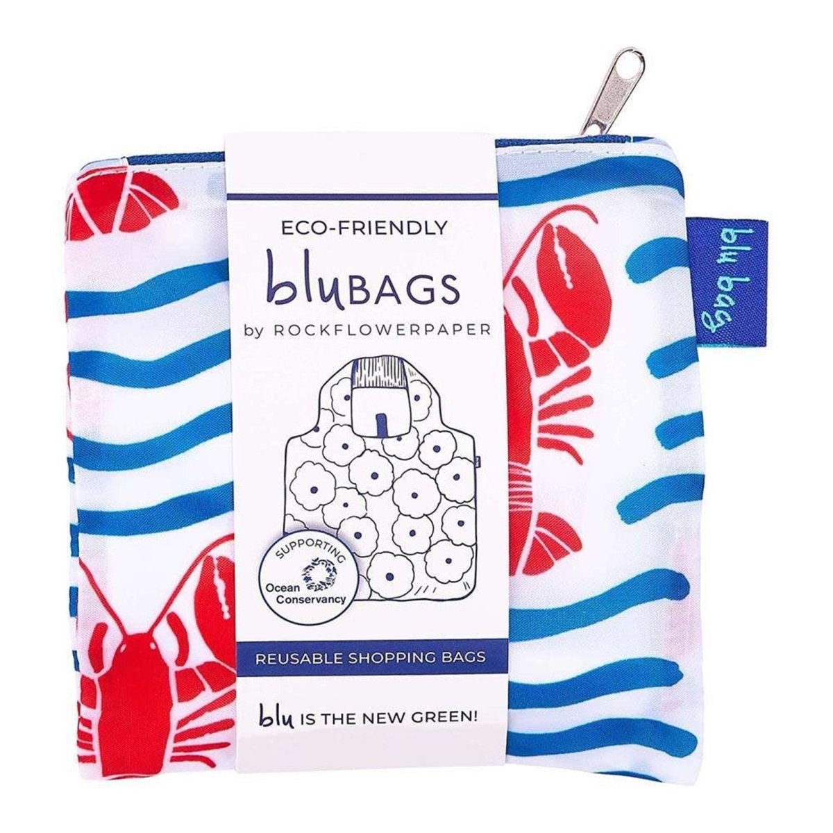 Lobster Waves blu Reusable Shopping Bag - Machine washable Reusable Shopping Bag - rockflowerpaper