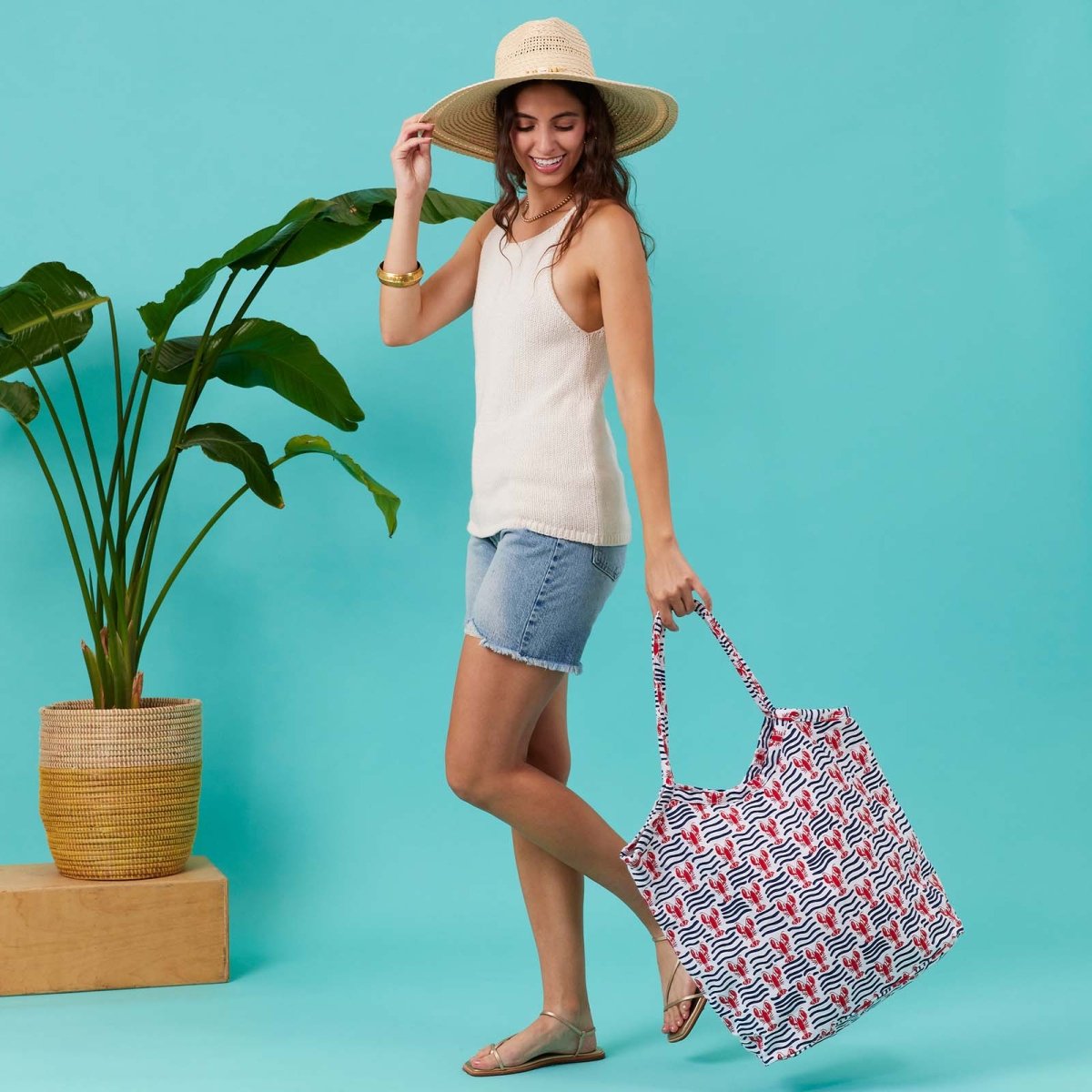 Lobster Waves Bucket Bag Tote - rockflowerpaper