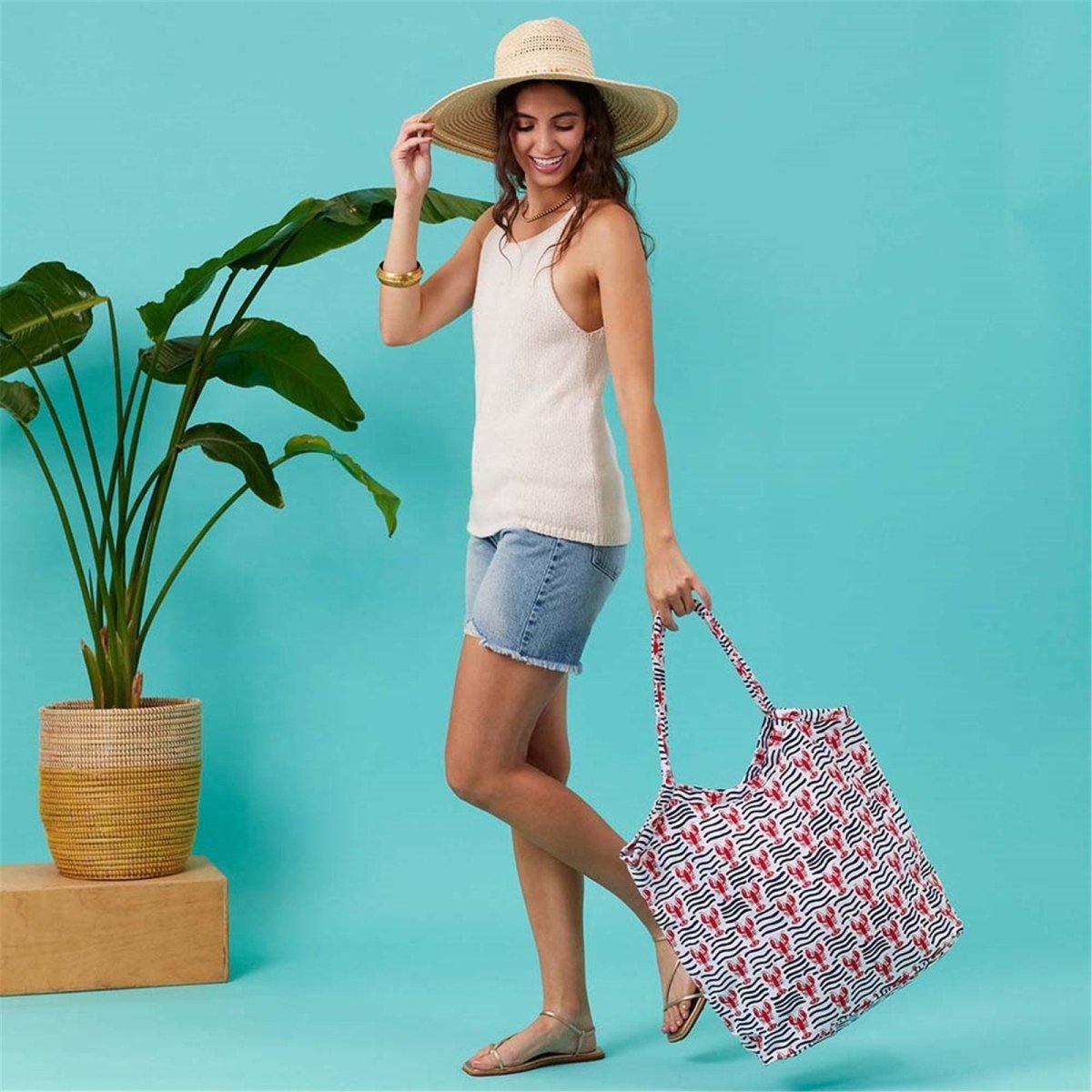 Lobster Waves Bucket Bag Tote - rockflowerpaper