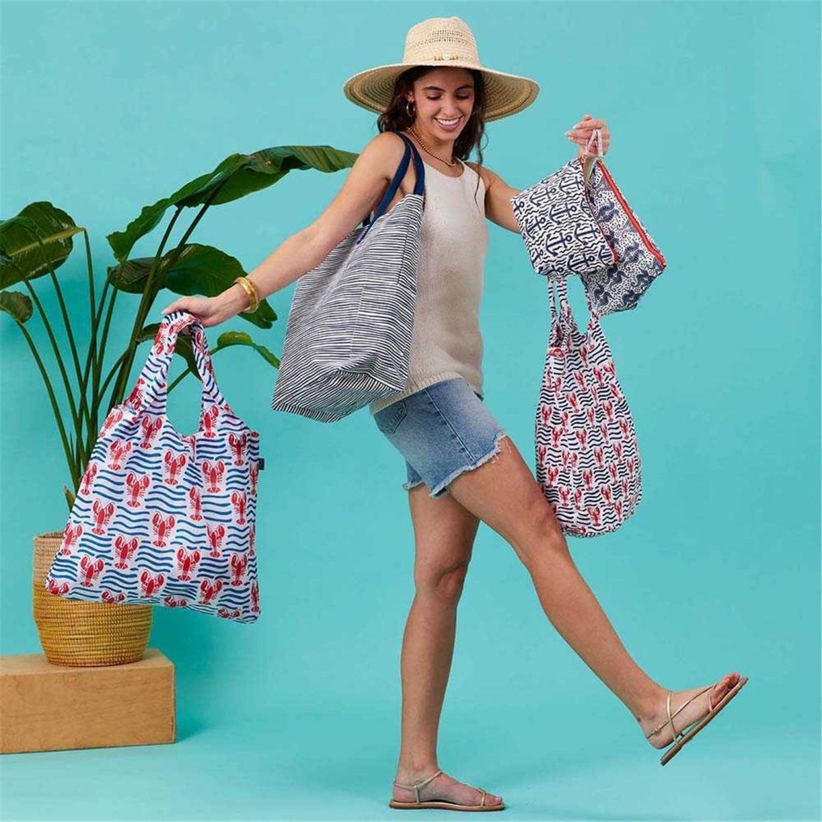 Lobster Waves Bucket Bag Tote - rockflowerpaper