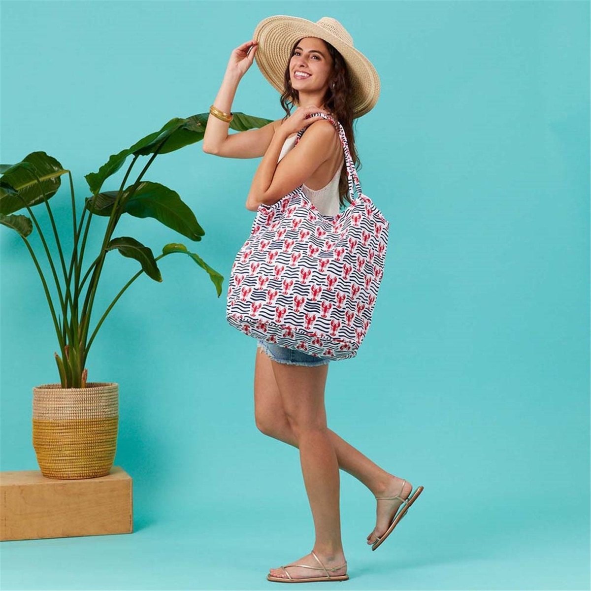 Lobster Waves Bucket Bag Tote - rockflowerpaper