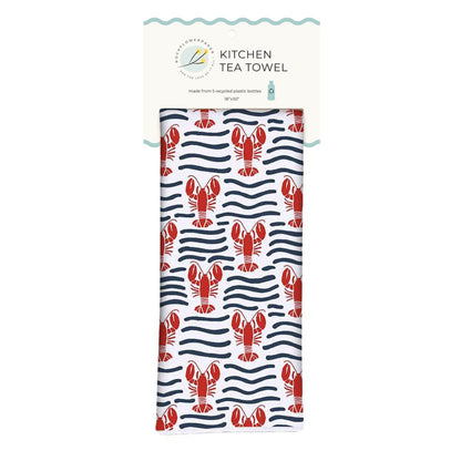 Lobster Waves Eco Kitchen Tea Towel Tea Towel - rockflowerpaper